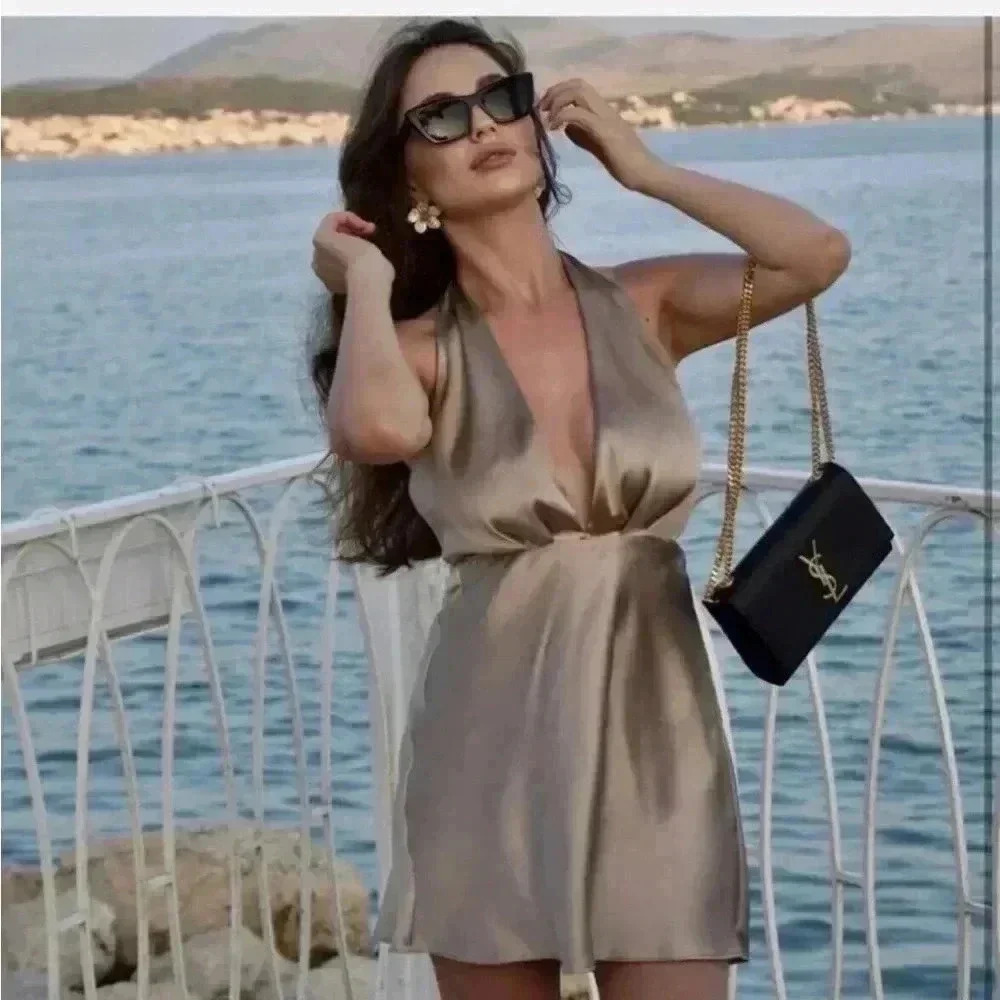 New with tags zara golden bronze mini dress in size small